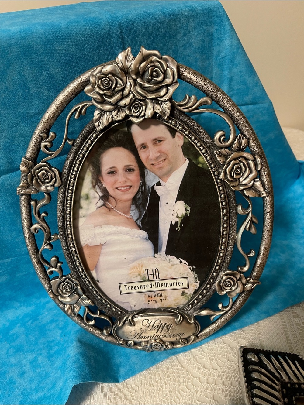 Silver Rose Oval Photo Frame - Silver